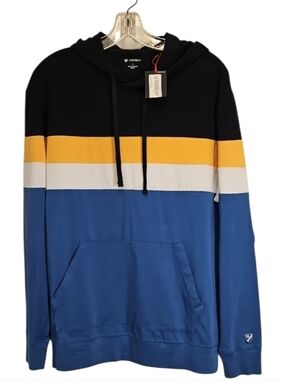 Cremieux Long Sleeve Hooded Striped Tee, Size Large, NWT